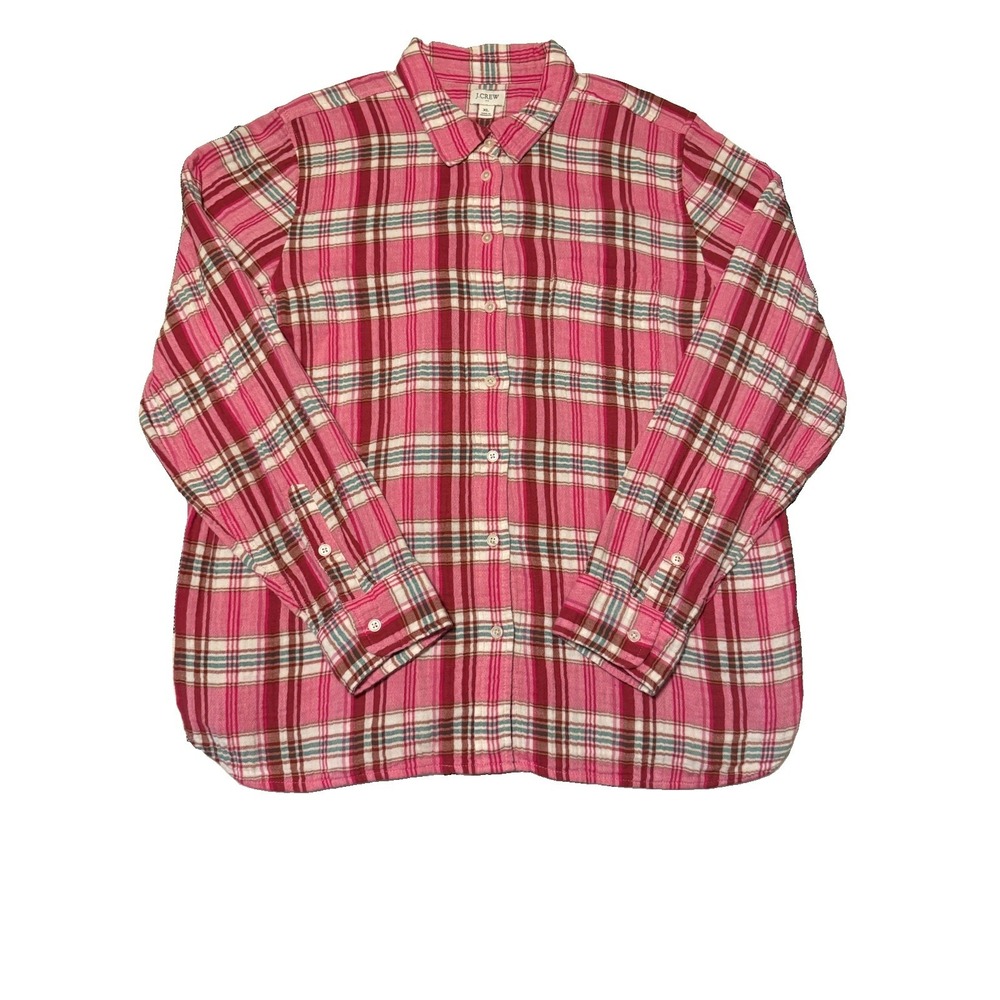 J.Crew Women's XL Plaid Light Flannel Long Sleeve Button Down Shirt